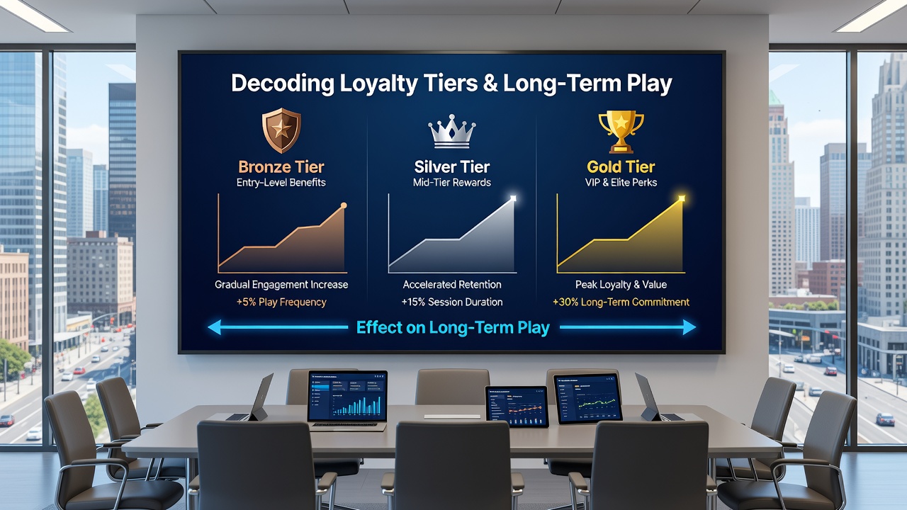 Data visualization of player retention rates across different loyalty tiers at US regulated online gaming sites