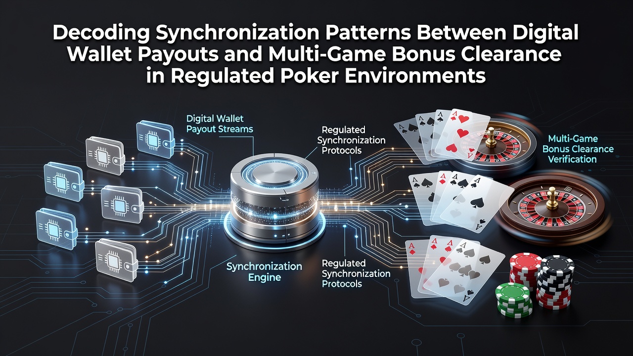 Digital wallet interface displaying synchronized payout timelines alongside poker bonus tracking dashboards in a regulated platform environment