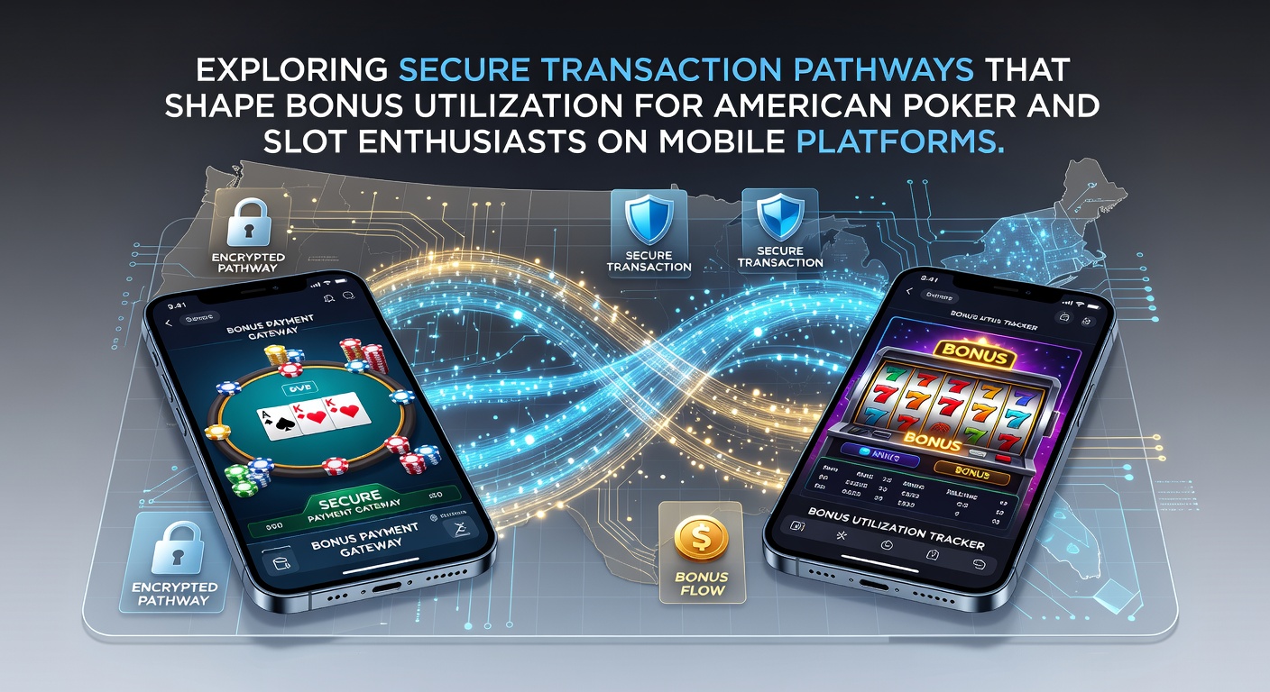 Secure mobile transaction pathways for US poker and slot players showing encrypted payment flows and bonus integration screens