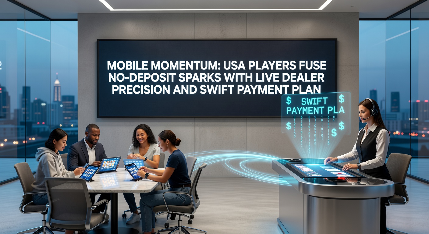 Illustration of rapid payment icons like Bitcoin and PayPal flowing into a mobile casino interface featuring live poker and slot reels