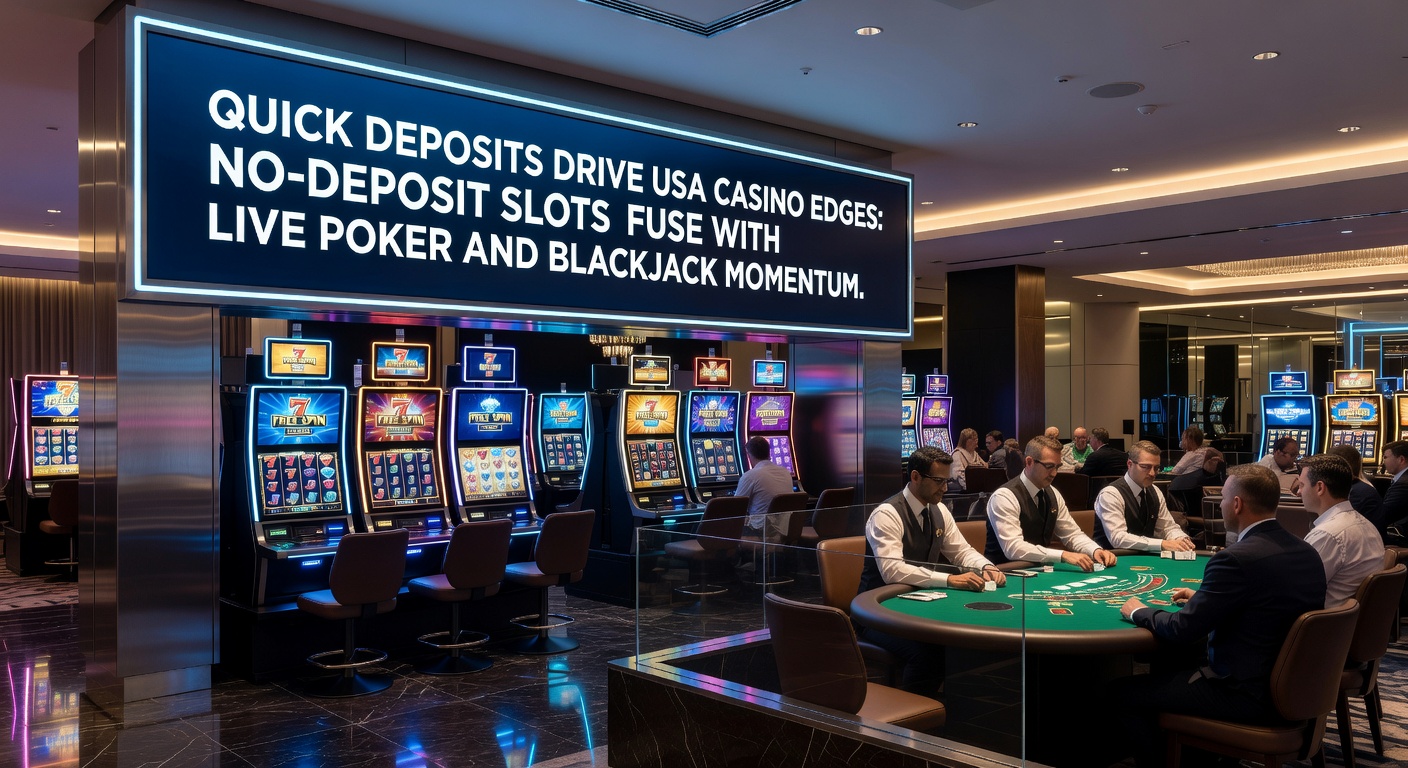 Mobile screen displaying instant deposit options alongside colorful no-deposit slot reels in a US online casino app