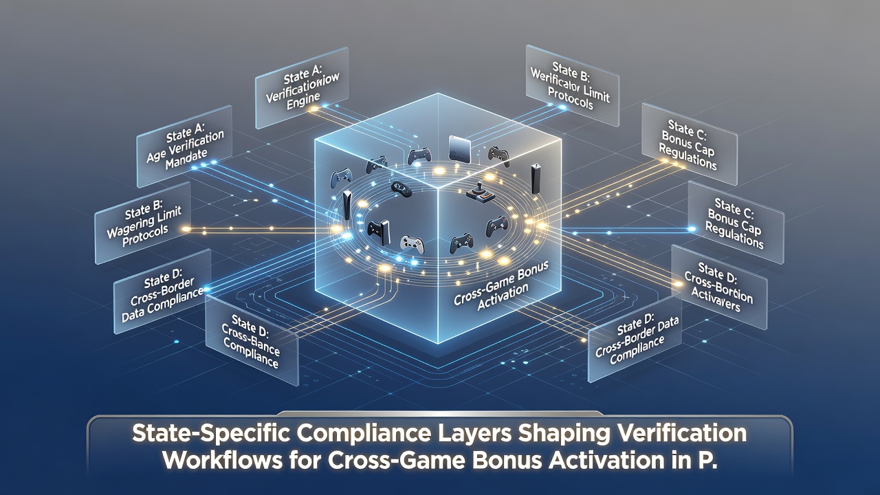 Flowchart illustrating state compliance layers integrated into mobile bonus activation workflow