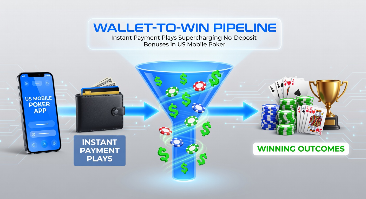 Mobile poker tournament lobby with wallet deposit popup and no-deposit bonus highlighted
